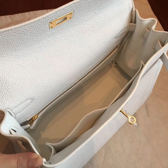 White Clemence Replica Designer Kelly Retourne 32cm Hermes Handbag