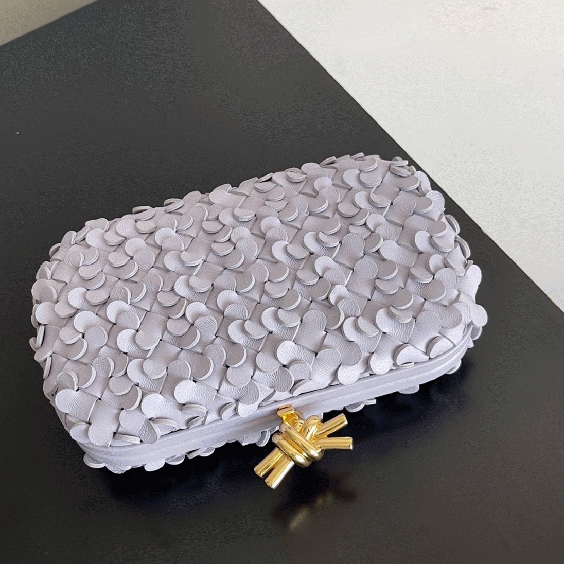 Replica Bottega Veneta Knot Minaudiere Clutch Oyster Sequins