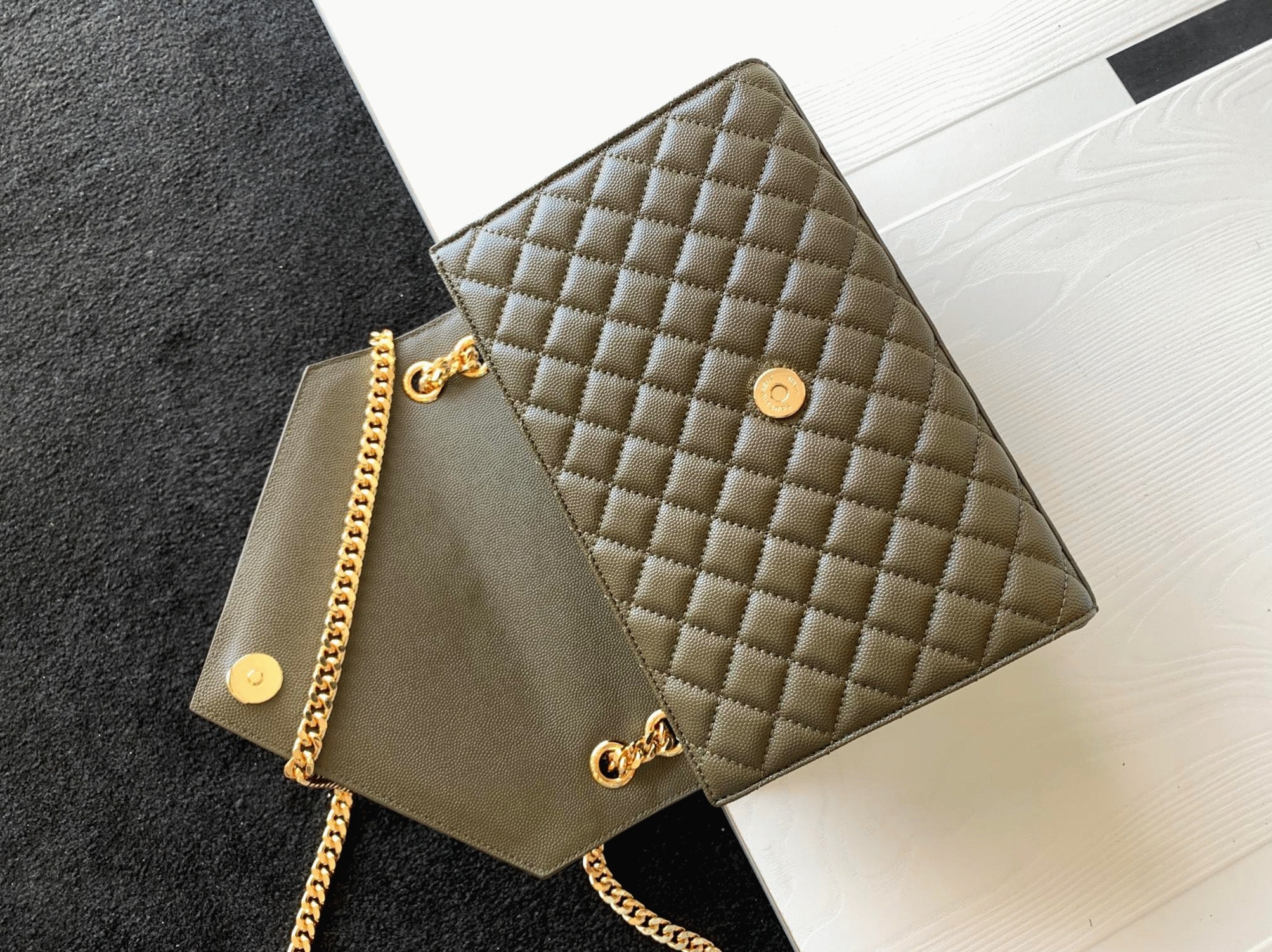 Fake Saint Laurent Envelope Medium Bag Khaki