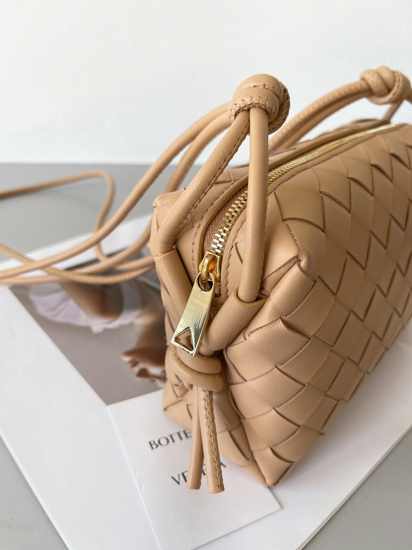 Fake Bottega Veneta Loop Mini Bag Almond
