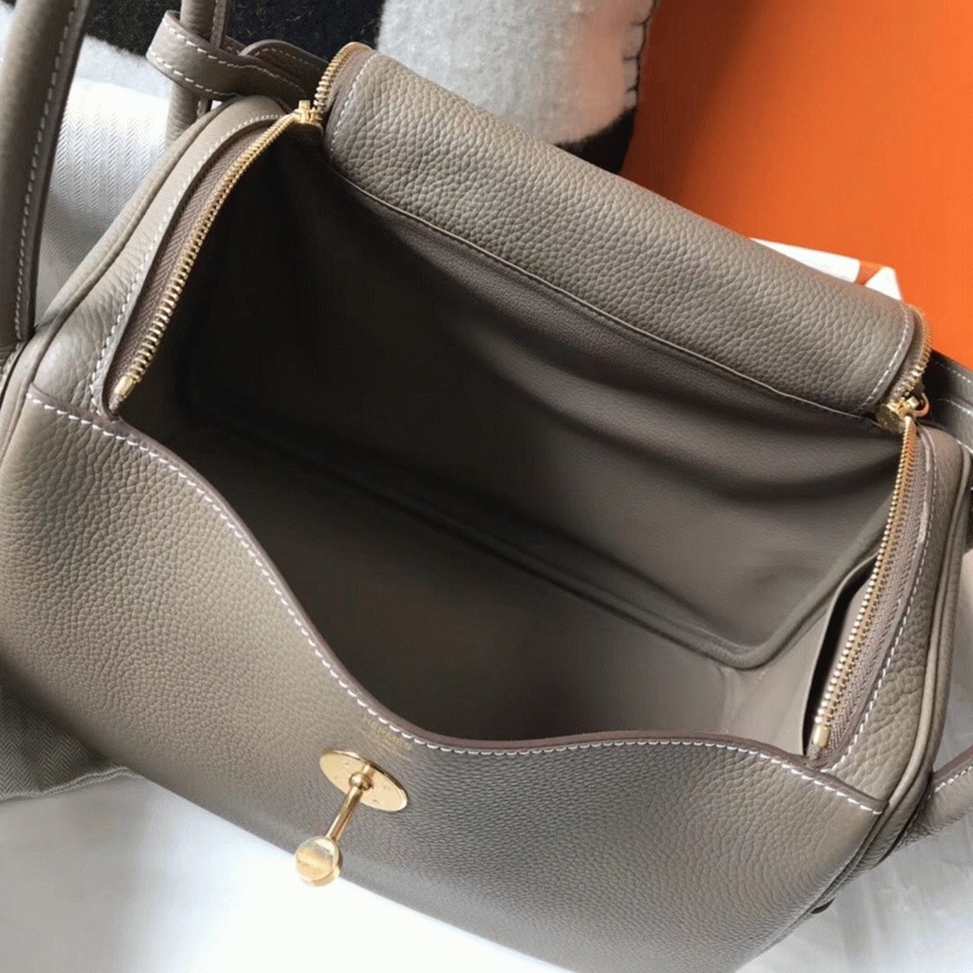 Replica Hermes Lindy 30cm bag in taupe color