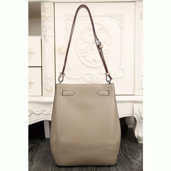 Grey Leather Replica Hermes So Kelly 22cm Soft Leather Shoulder Bag