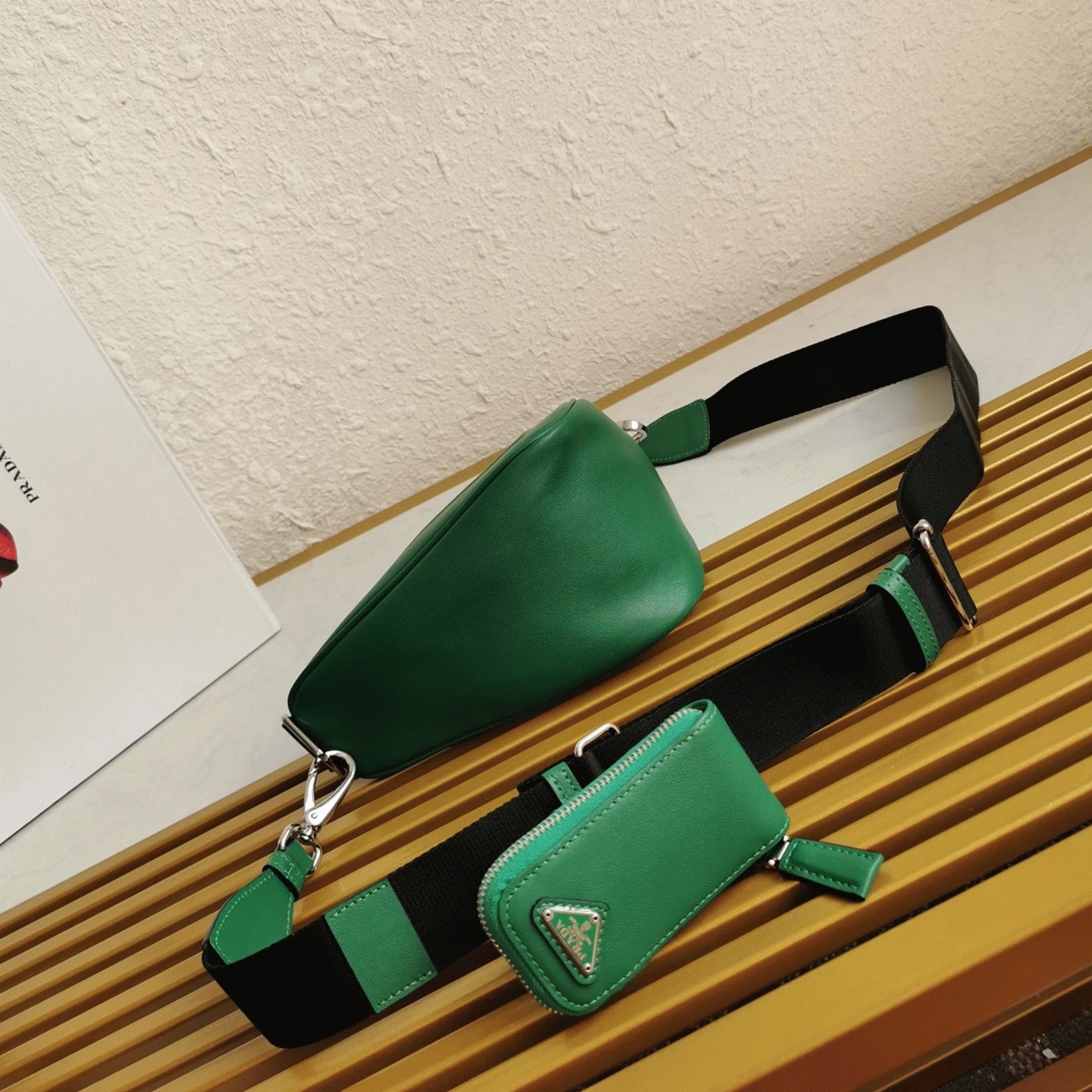 Prada Triangle Shoulder Bag Knockoff in Green