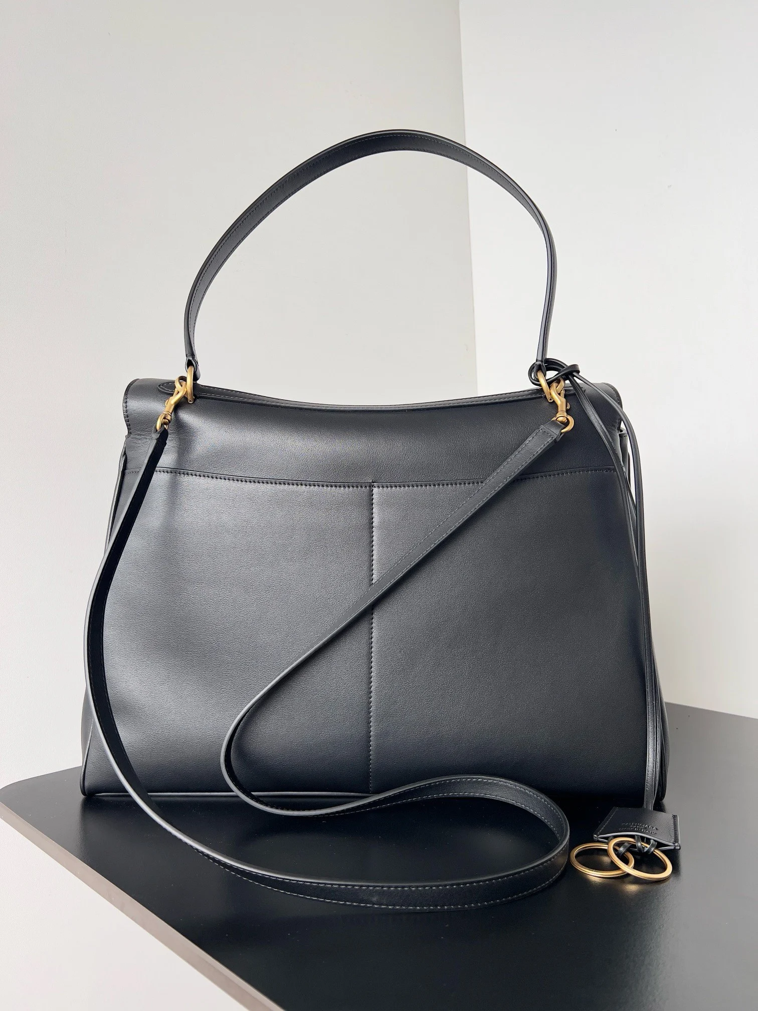 Knockoff Balenciaga Rodeo Large Bag Black Calfskin