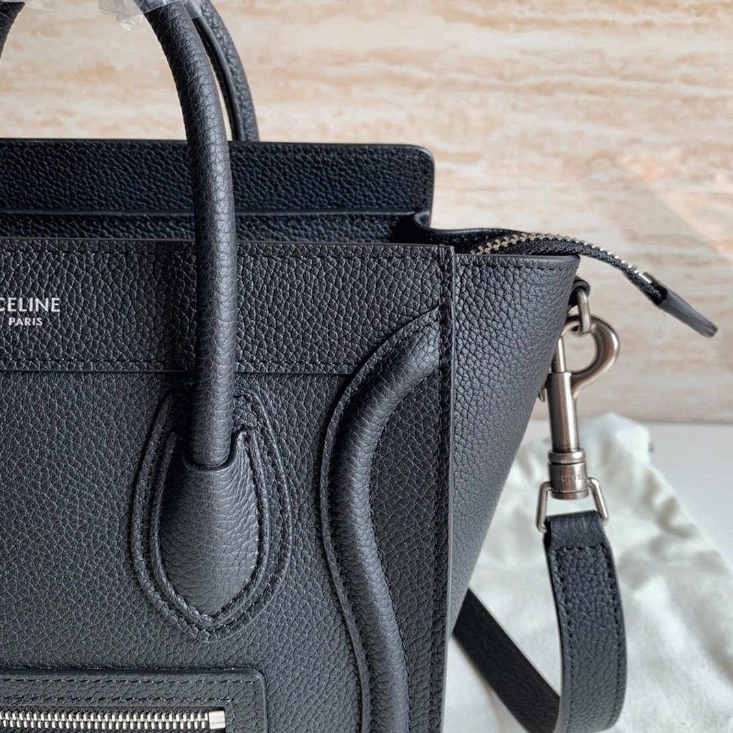 Celine Nano Luggage Tote Bag Replica in Black