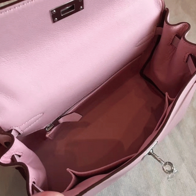 Rose Dragee Swift Replica Hermes Kelly 25cm Graceful Bag