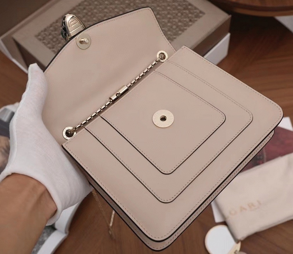 Fake Bvlgari Serpenti Forever Small Crossbody Bag Beige Leather