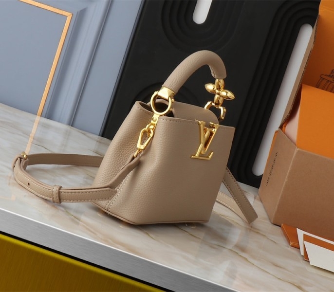 Louis Vuitton Capucines Mini Capucines Handbag In Galet Gray