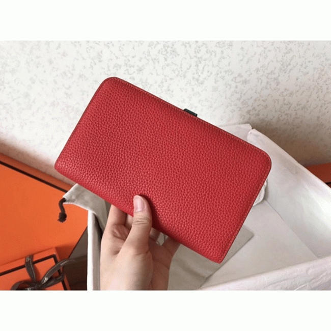 Red jean best replica Hermes Dogon duo wallet