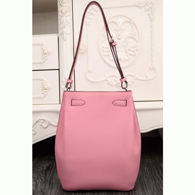 Pink Leather Replica Hermes So Kelly 22cm Feminine Shoulder Bag