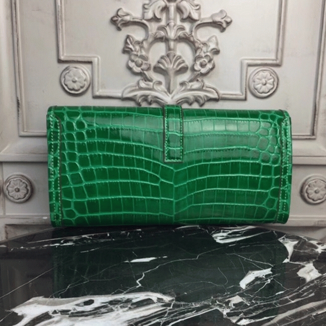 Bambou Knockoff Hermes Jige Elan 29 Green Accent Clutch
