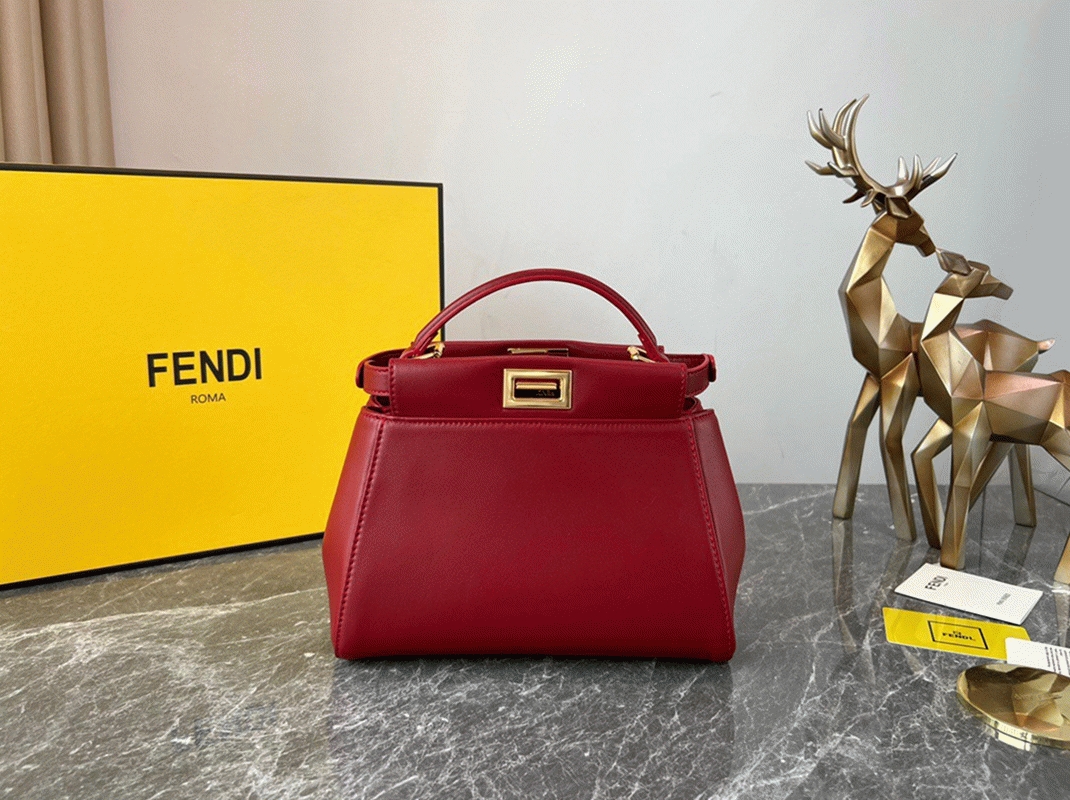 Top Quality Knockoff Fendi Peekaboo Mini Bag In Red Nappa Leather