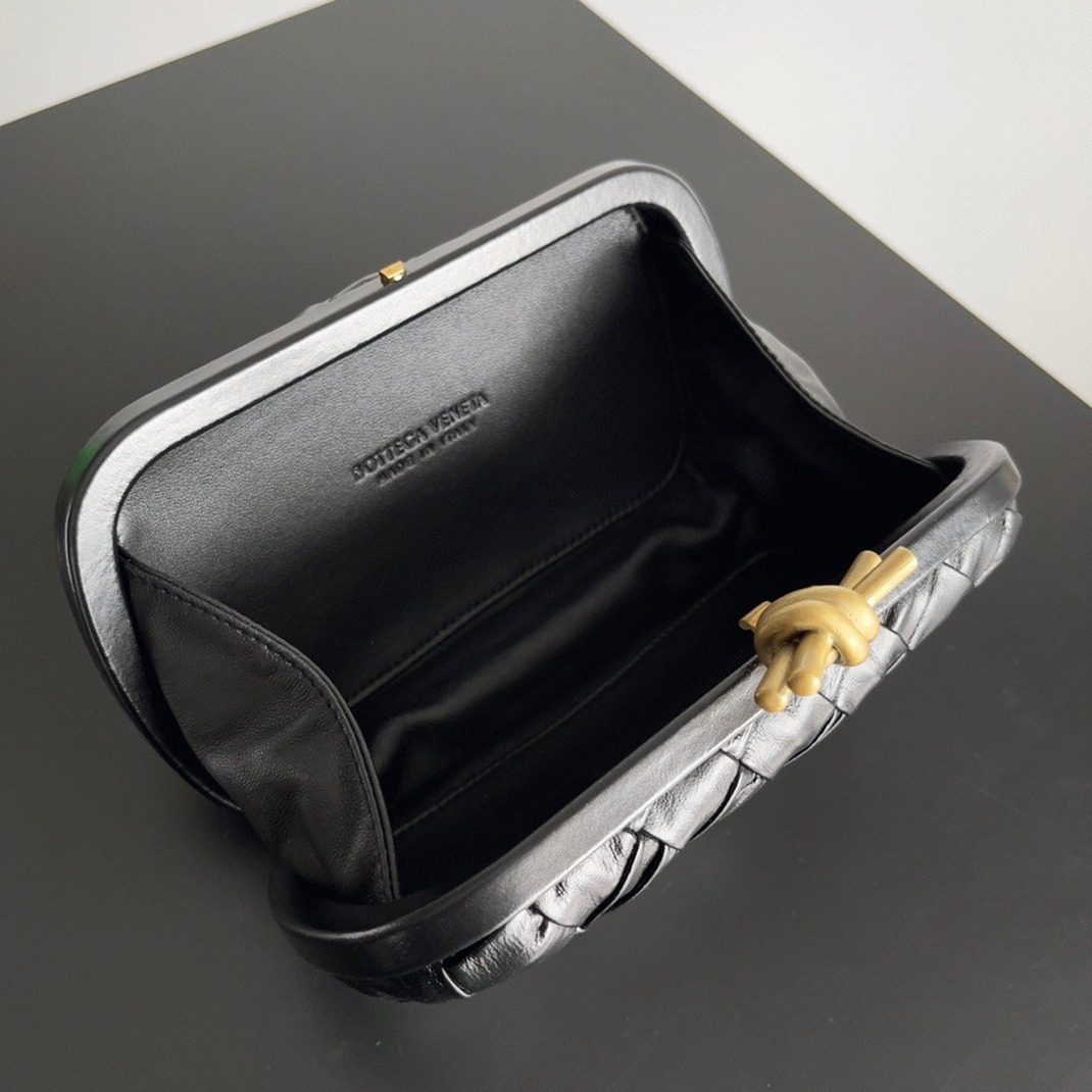 Replica Bottega Veneta Knot Minaudiere Clutch Black Foulard