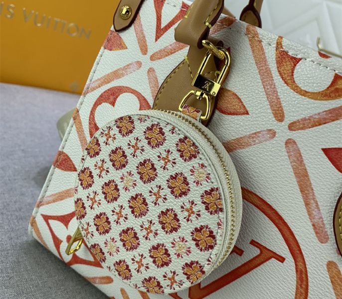 Louis Vuitton LV By The Pool Monogram Tiles Canvas Onthego PM Tote In Coral