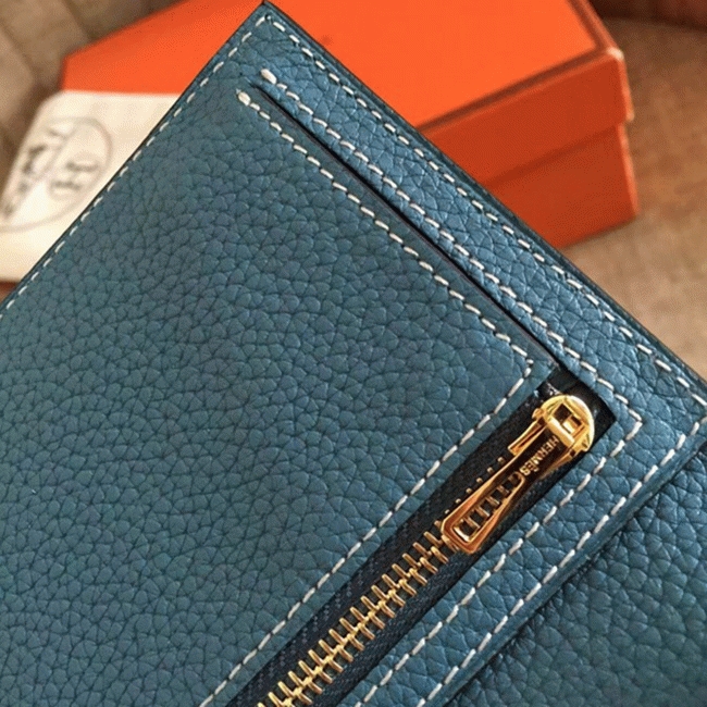 Blue Jean Clemence Knockoff Hermes Bearn Wallet