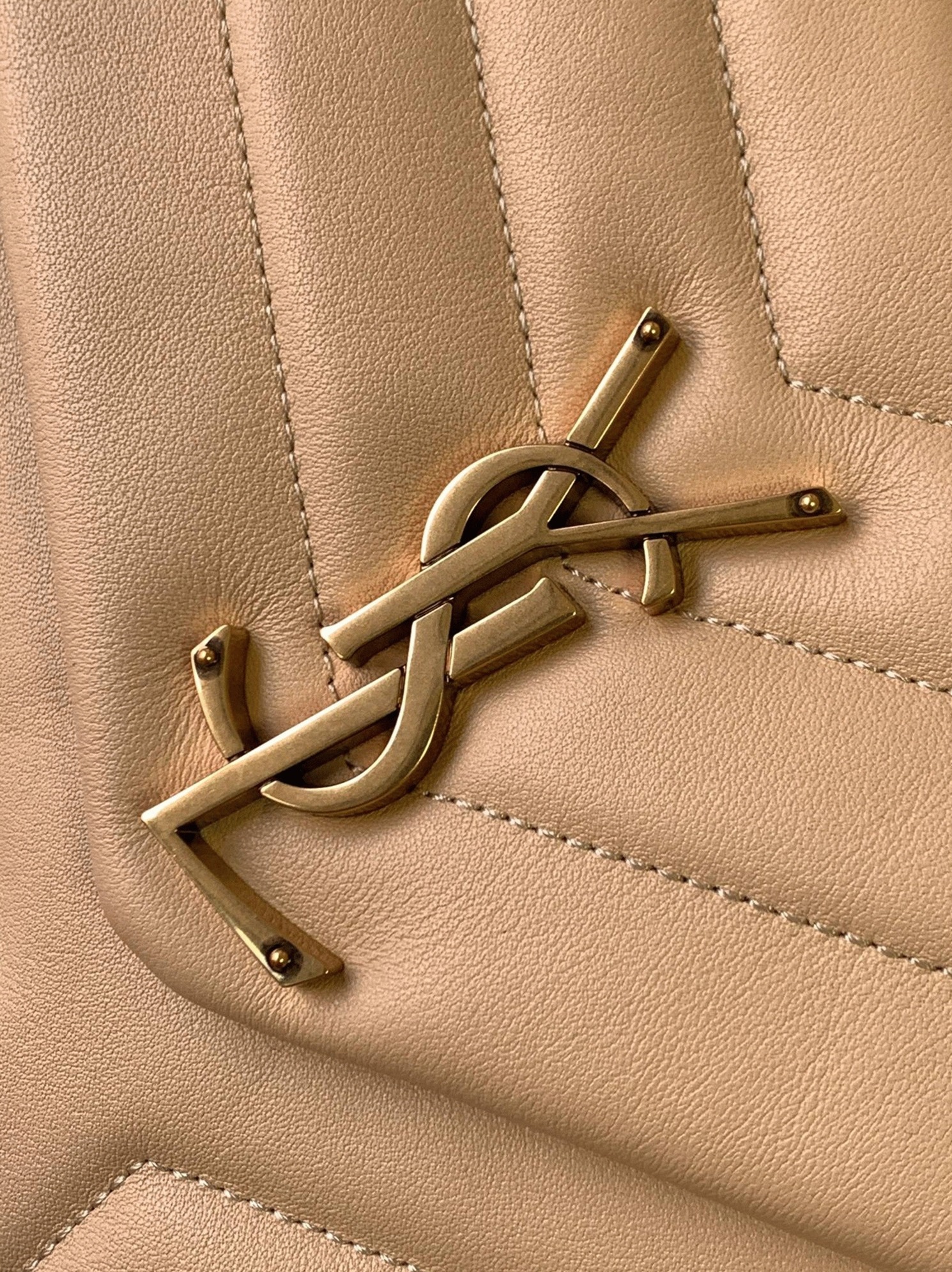 Fake Saint Laurent LouLou Medium Chain Bag Beige