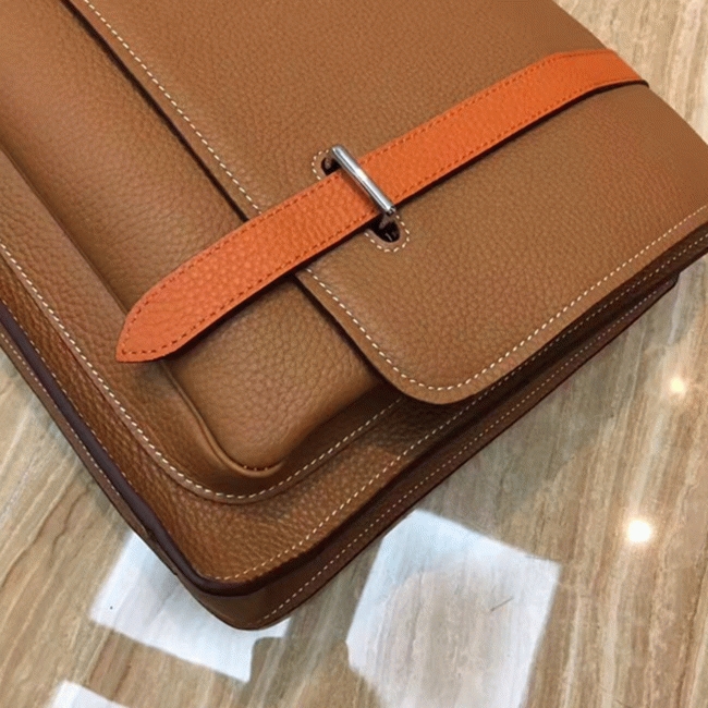 Brown Bicolor Knockoff Hermes Steve Messenger Bag