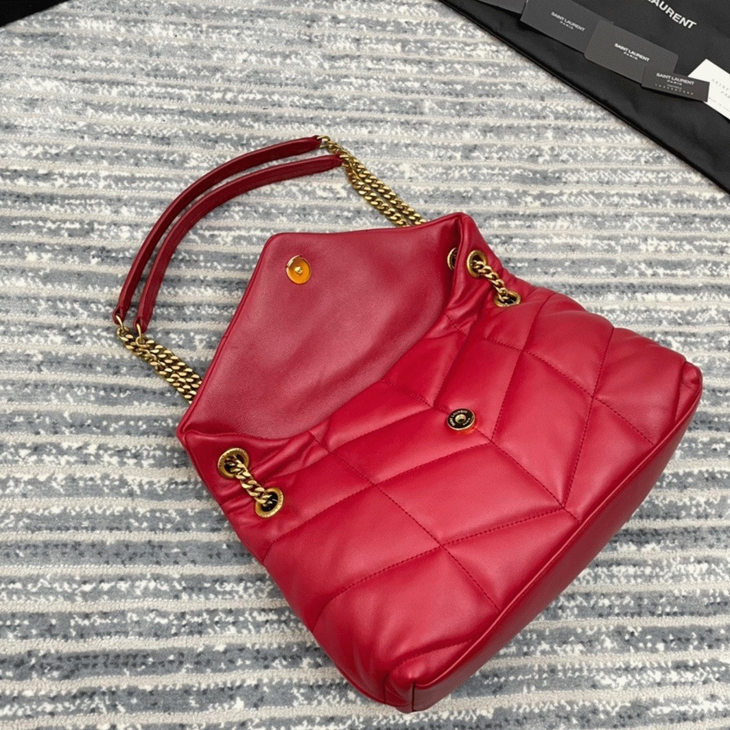 Replica Saint Laurent Puffer Small Chain Bag Red Lambskin