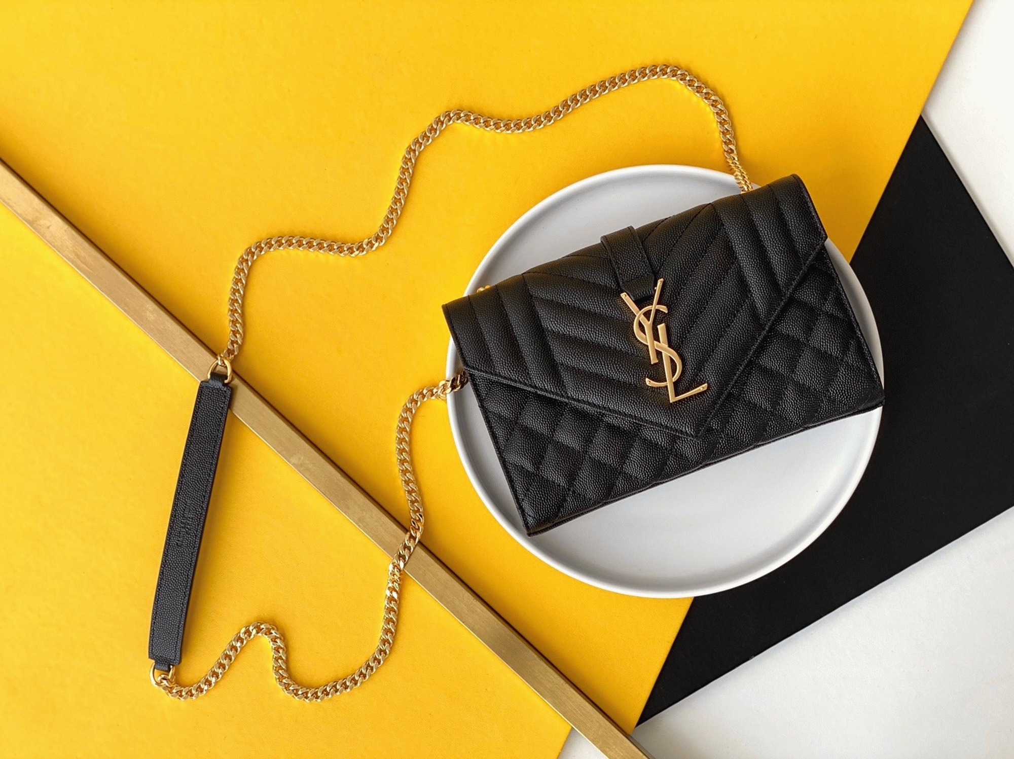 Replica Saint Laurent Envelope Small Bag Black