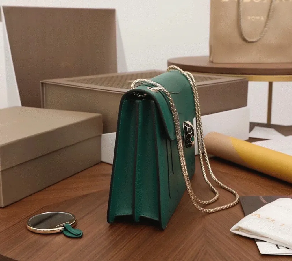 Replica Bvlgari Serpenti Forever Large Shoulder Bag Green Calfskin