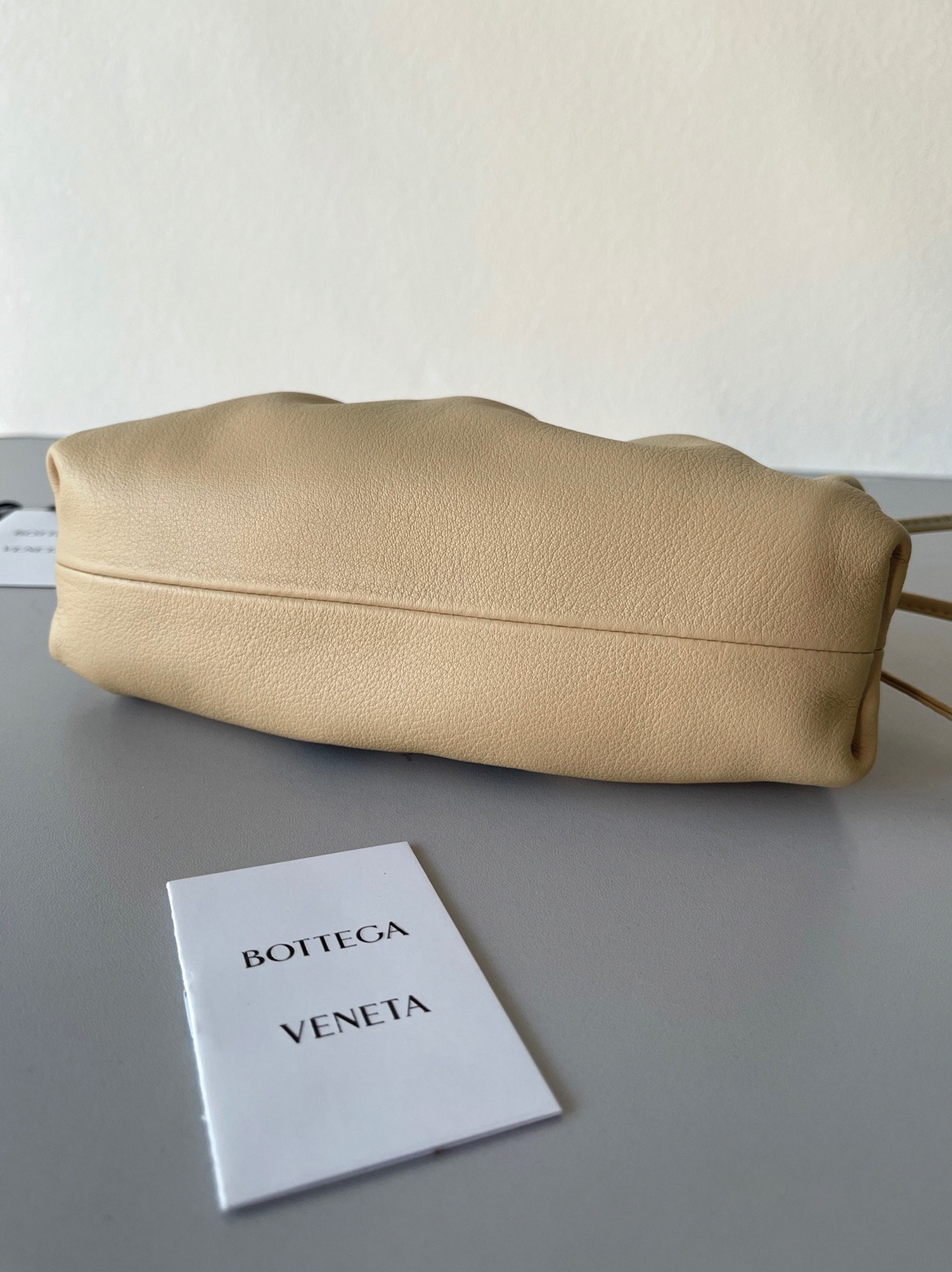 Fake Bottega Veneta Mini Pouch with Strap Almond