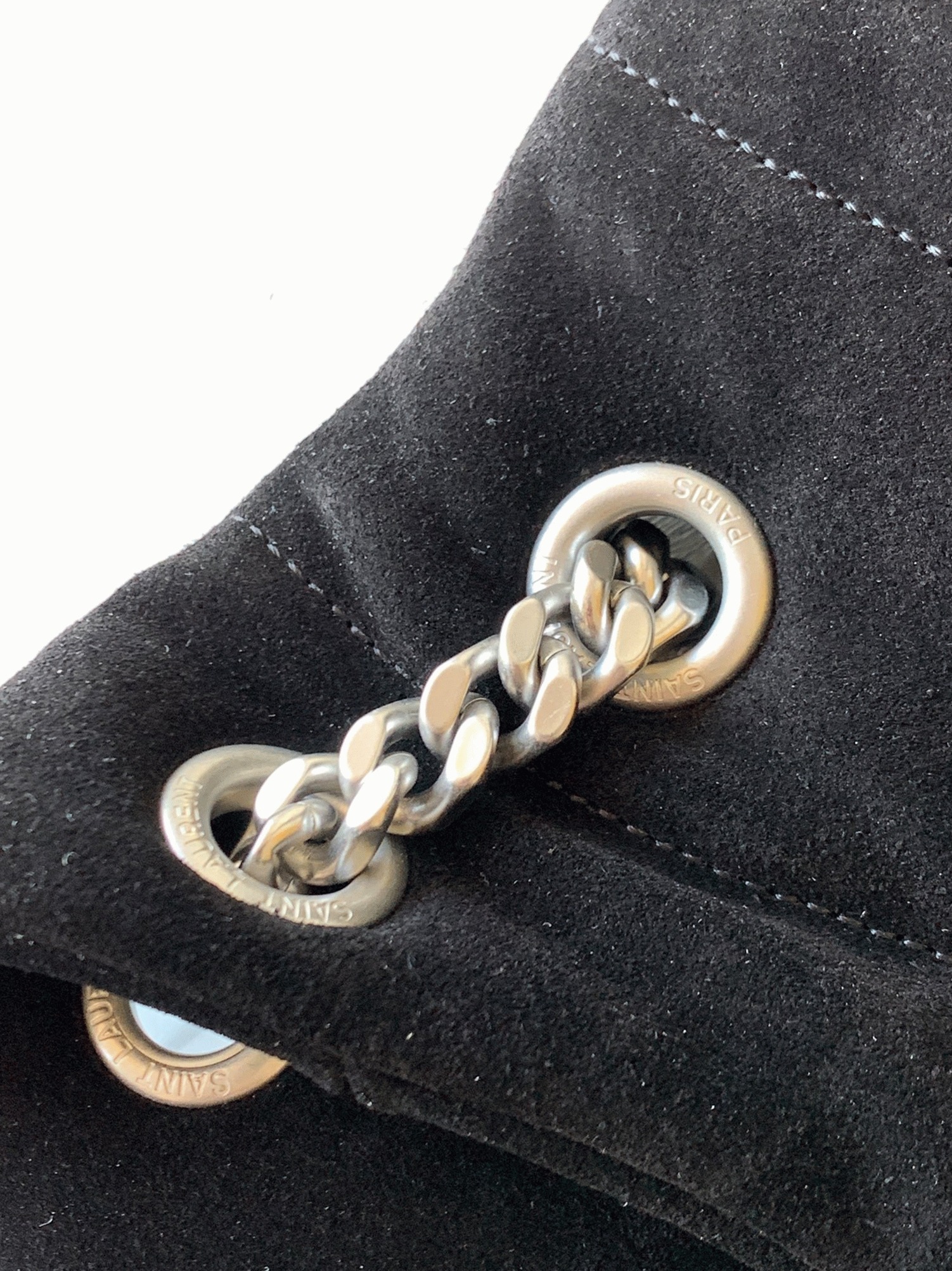 Saint Laurent Puffer Medium Chain Bag Black Suede Calfskin