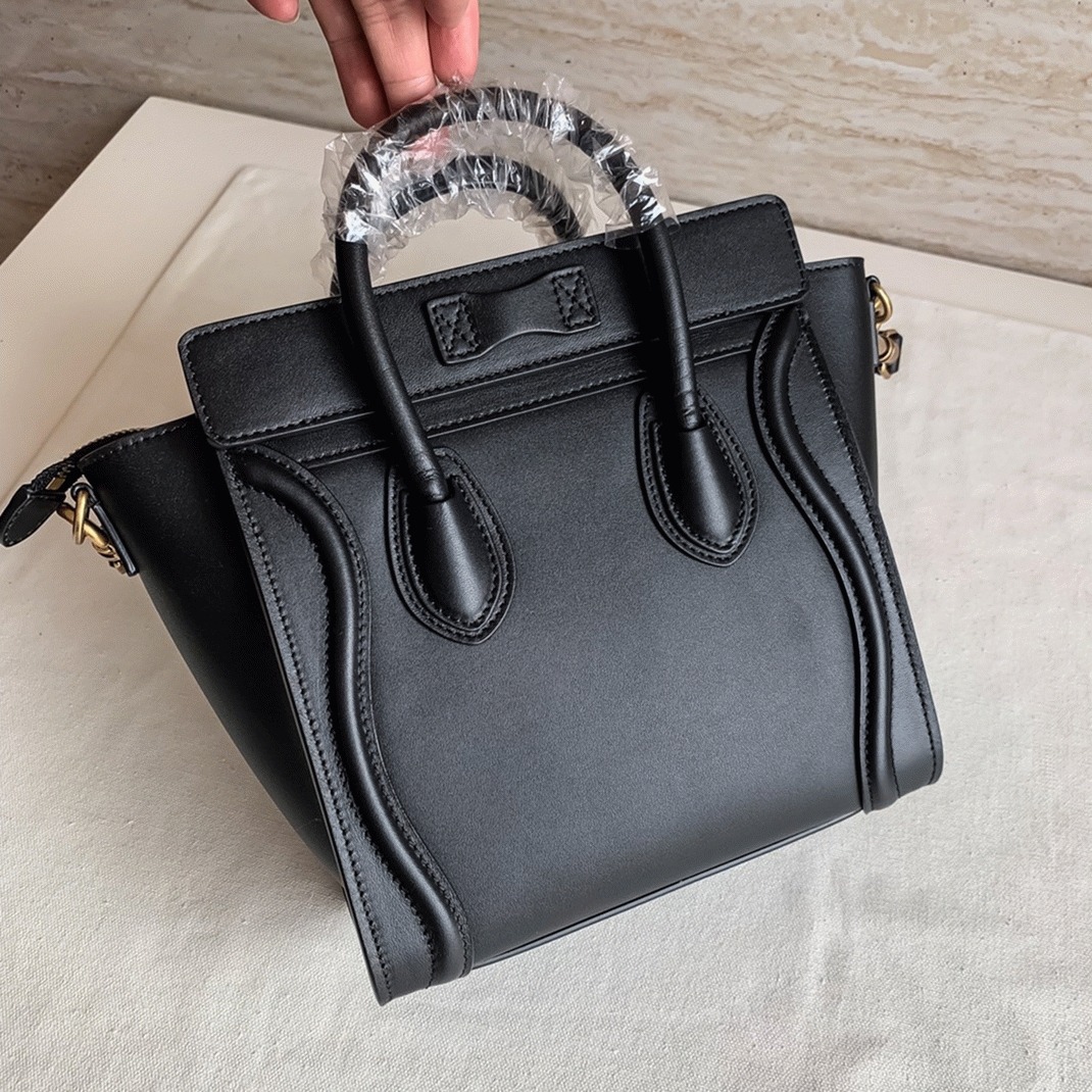 Celine Nano Luggage Tote Bag Replica in Black
