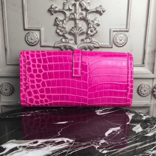 Rose Red Crocodile Leather Replica Hermes Jige Elan 29 Elegant Clutch