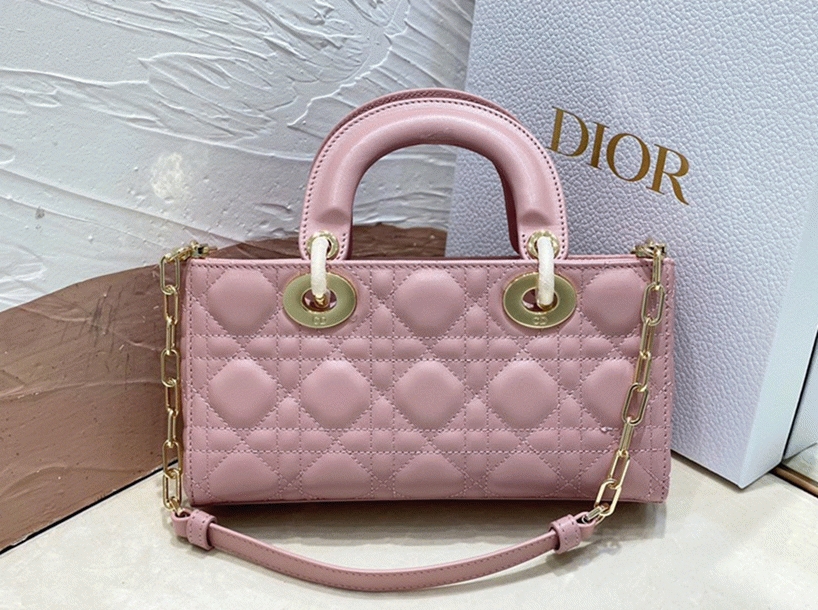 Dior Lady D-Joy Small Bag Fake in Peony Pink