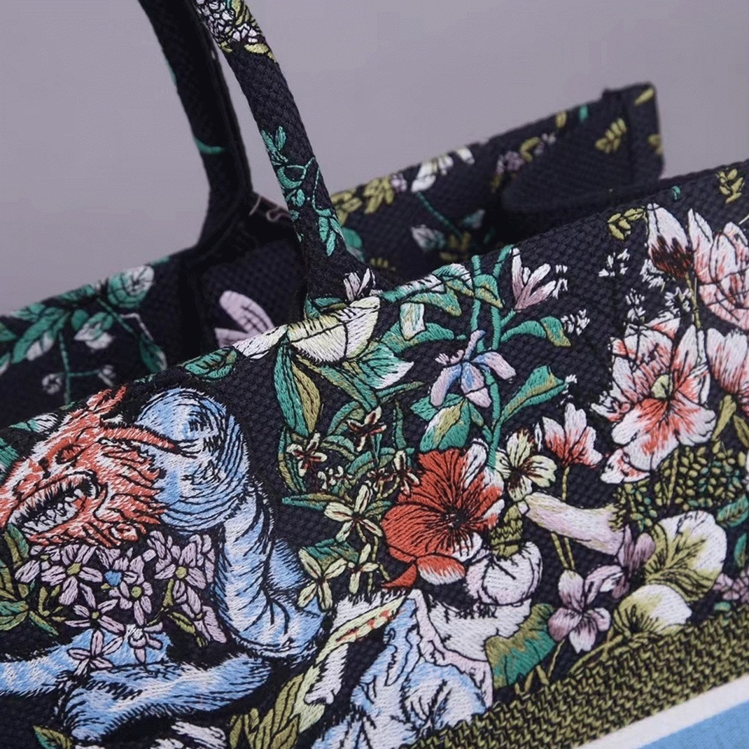 Dior Large Book Tote Bag Fake in Blue D-Constellation Embroidery