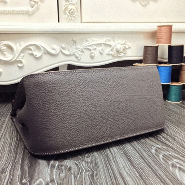 Large grey knockoff Hermes Jypsiere 34cm handbag