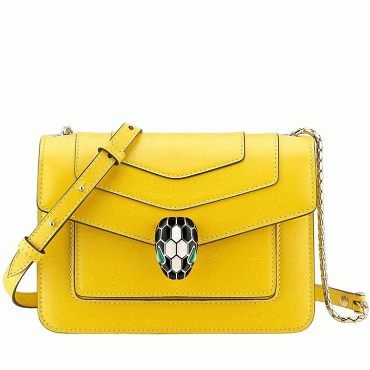Replica Bvlgari Serpenti Forever Small Crossbody Bag Yellow Calfskin