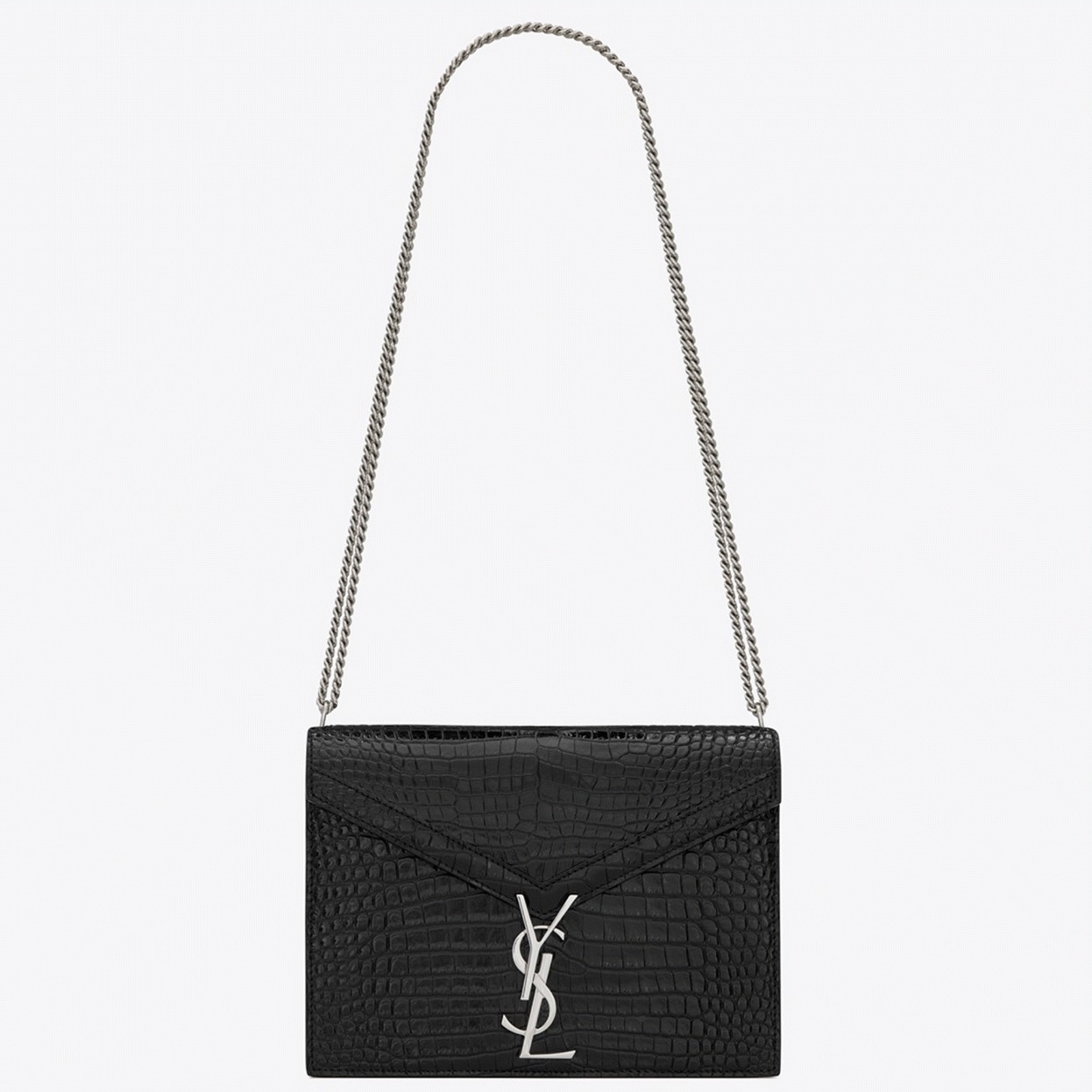 Fake Saint Laurent Cassandra Medium Bag Black Crocodile