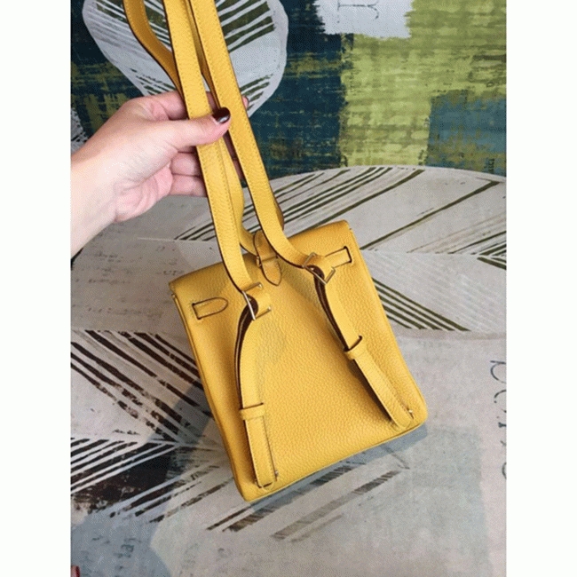 Yellow Clemence Fake Hermes Kelly Ado PM Backpack