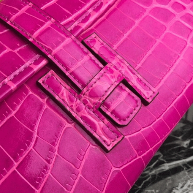 Rose Red Crocodile Leather Replica Hermes Jige Elan 29 Elegant Clutch