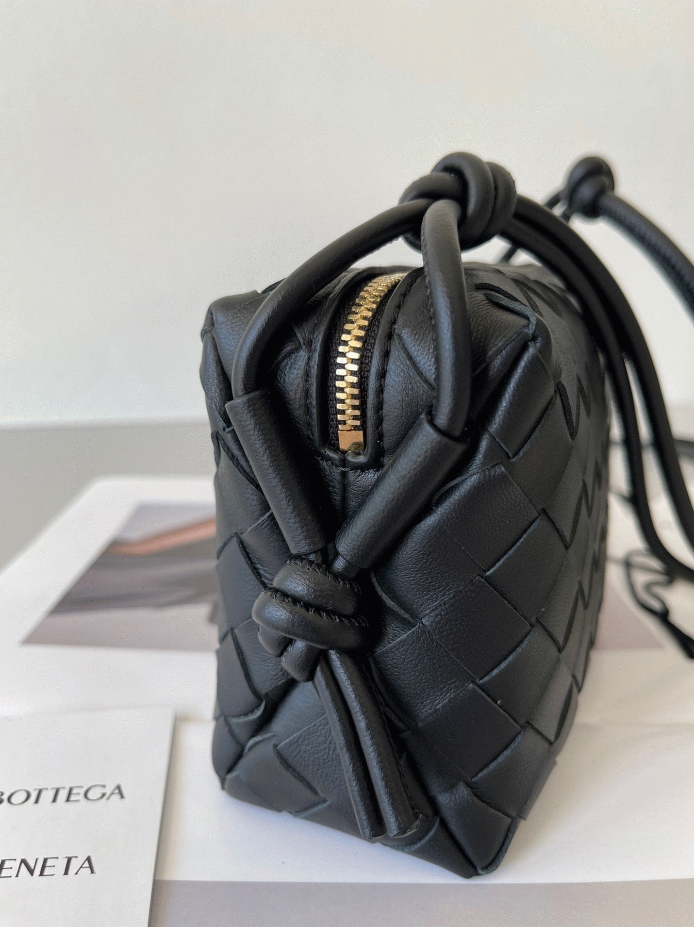 Faux Bottega Veneta Loop Mini Bag Black