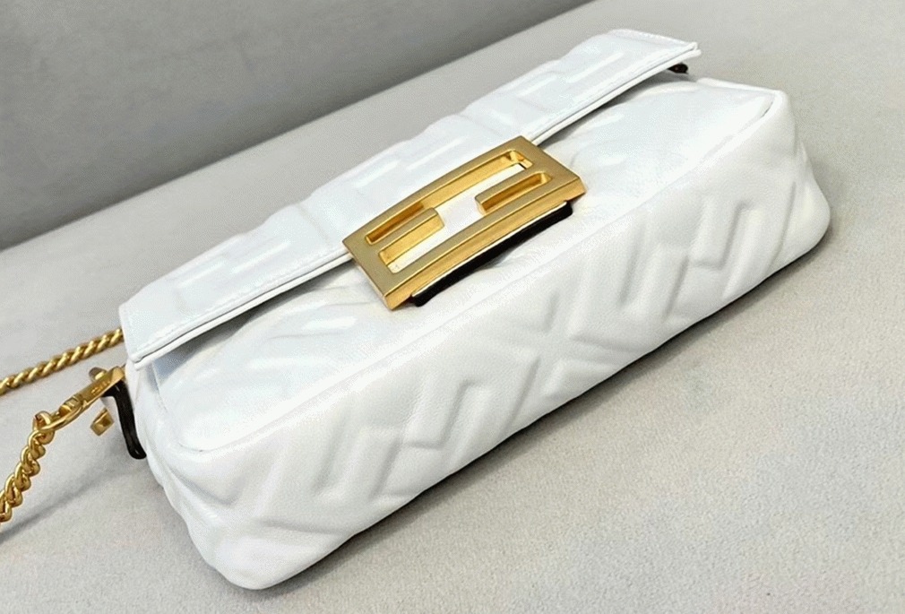 Top Quality Knockoff Fendi Small Baguette Bag In White FF