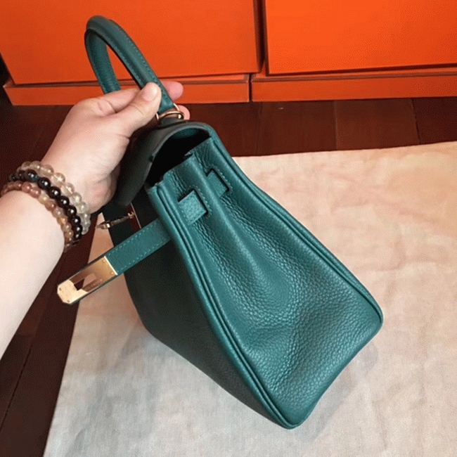 Malachite Clemence Copy Designer Hermes Kelly Retourne 28cm Bag