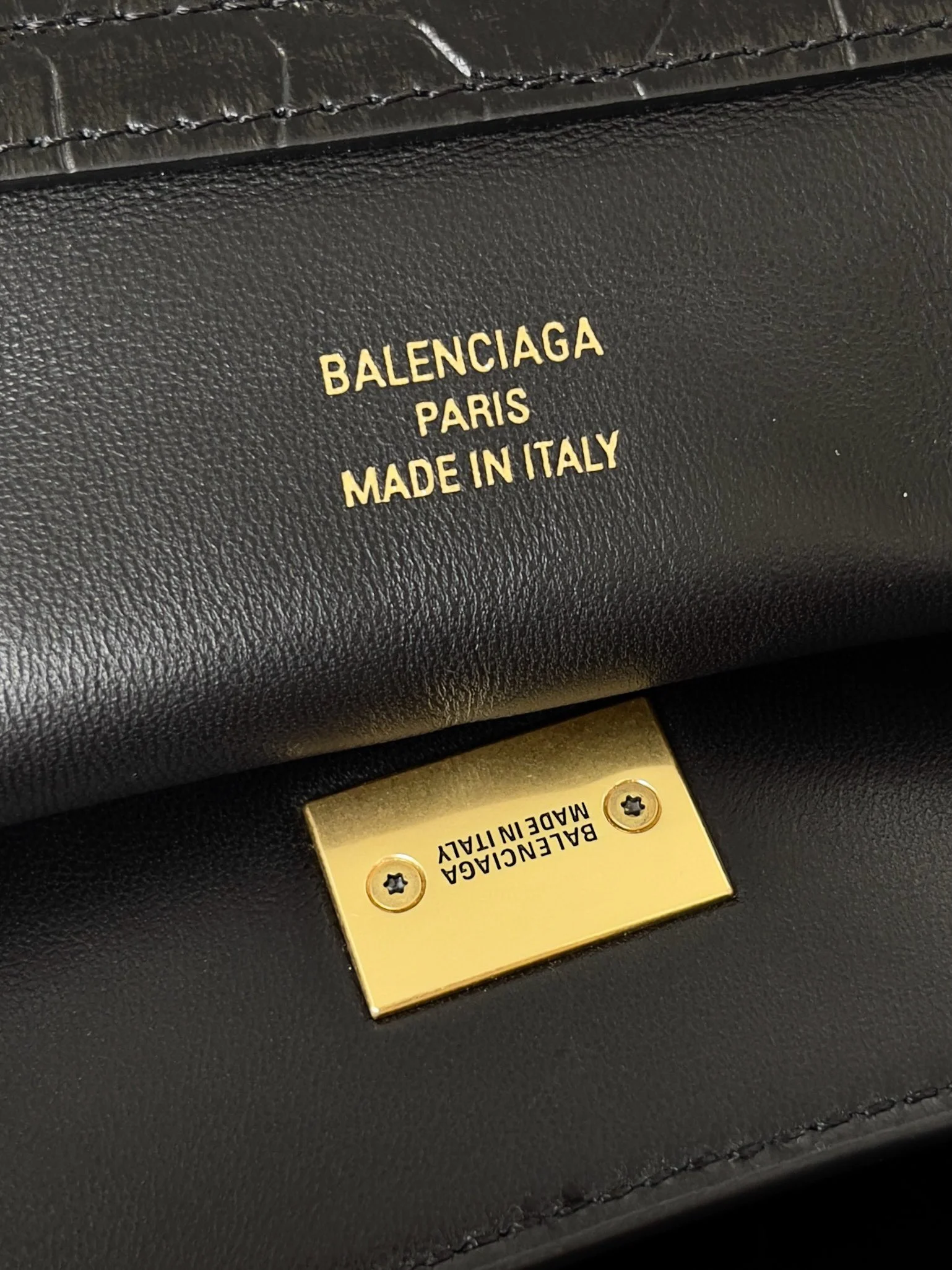 Knockoff Balenciaga Rodeo Large Bag Black Crocodile Embossed Calfskin