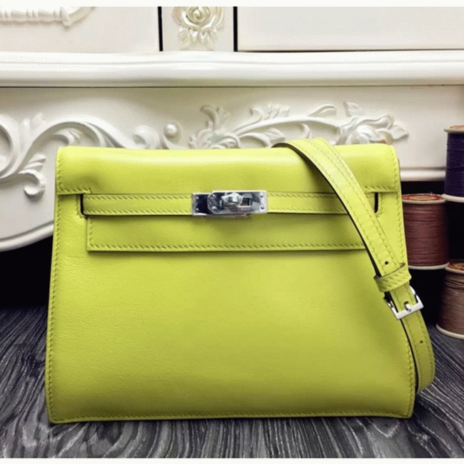 Yellow Swift Leather Copy Hermes Kelly Danse Bright Handbag