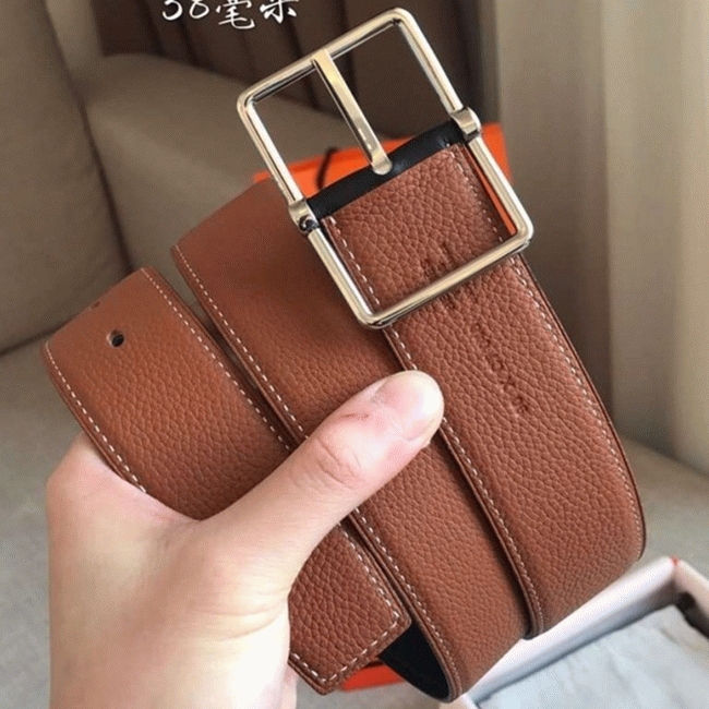Replica Hermes reversible saddle style belt in brown