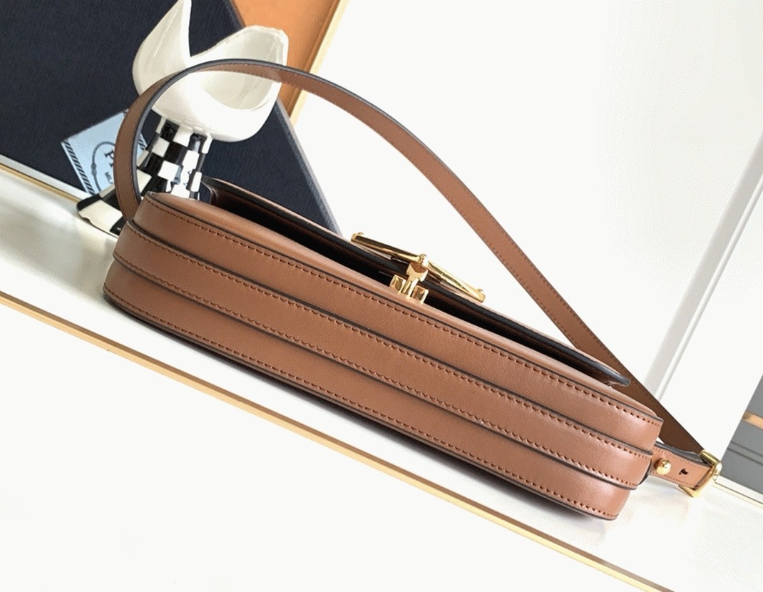 Prada Shoulder Bag Knockoff in Cognac Smooth Calfskin