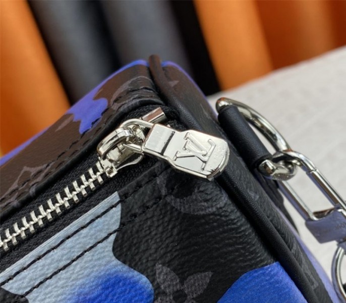 Louis Vuitton Monogram Eclipse Keepall Bandouliere 25 Travel Bag In Blue And Purple Sunrise