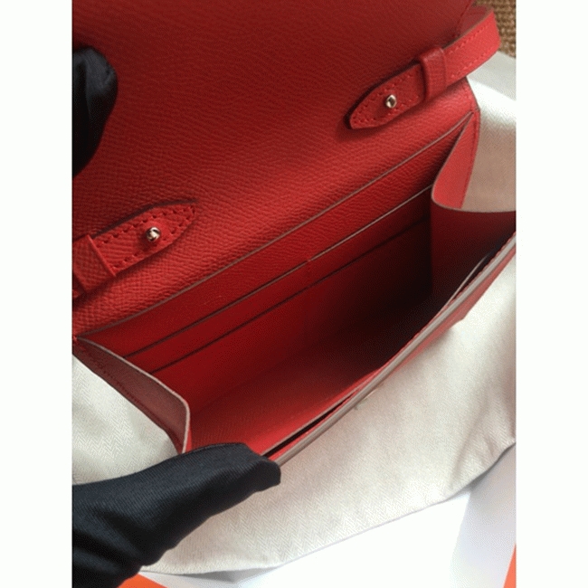 Red luxury replica Hermes Clic wallet with strap