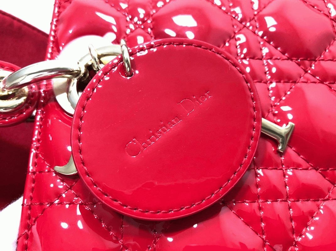 Dior Small Lady Dior Bag Replica in Red Patent Cannage Calfskin