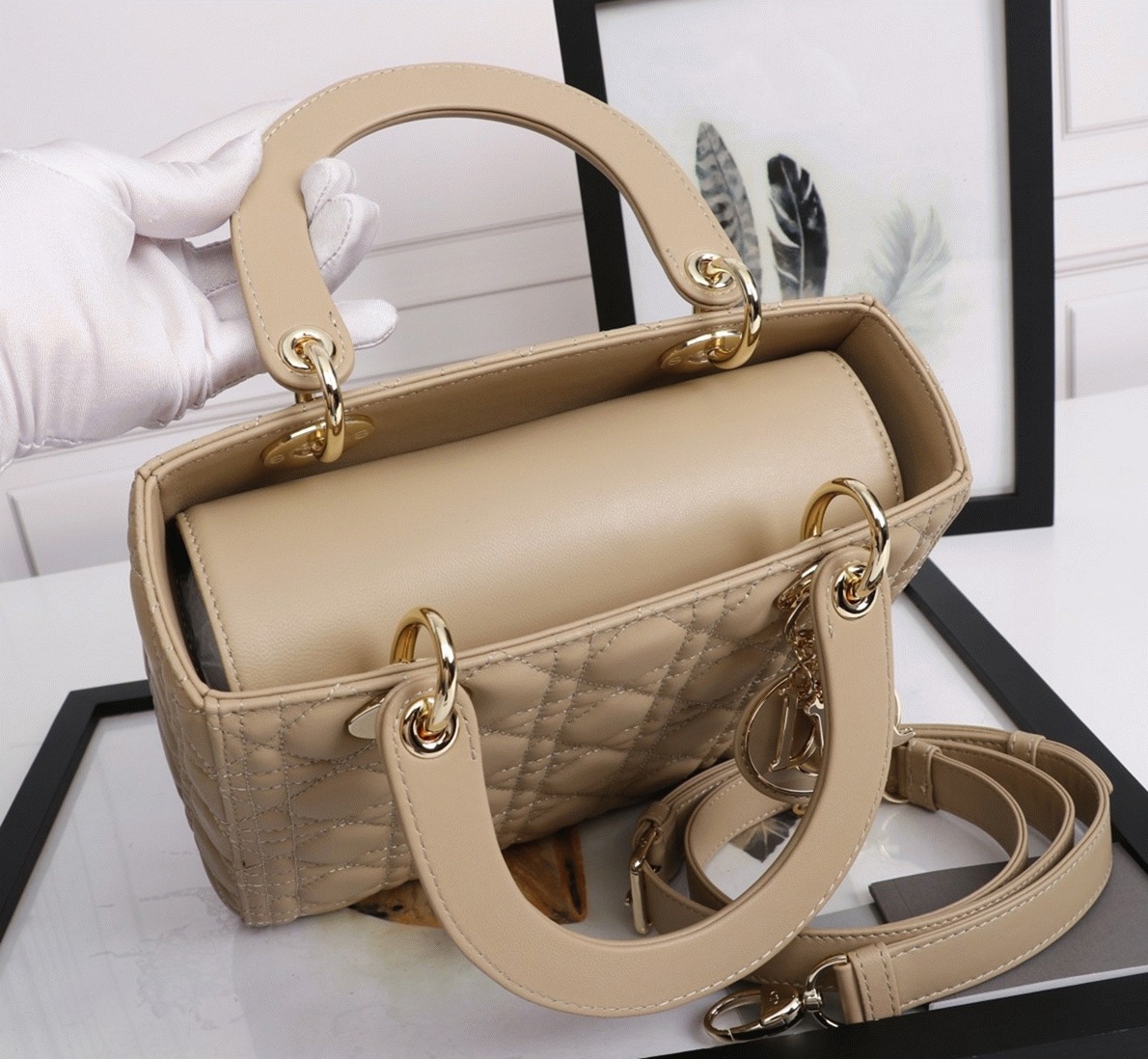 Dior Lady Dior Medium Bag Knockoff in Beige