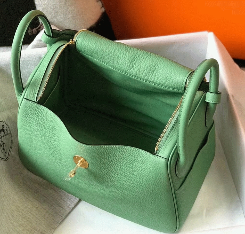 Replica Hermes Lindy 30cm bag in vert criquet shade