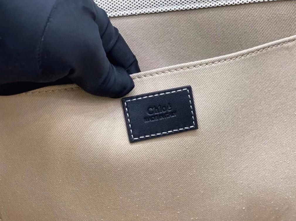 Top Quality Knockoff Chloe Medium Woody Tote Bag in Canvas with Black Leather Strips