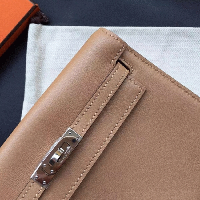 Brown Swift Leather High Quality Replica Hermes Kelly Danse Classic Purse
