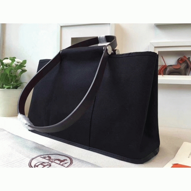 Black Canvas Fake Luxury Hermes Cabag Elan Stylish Tote